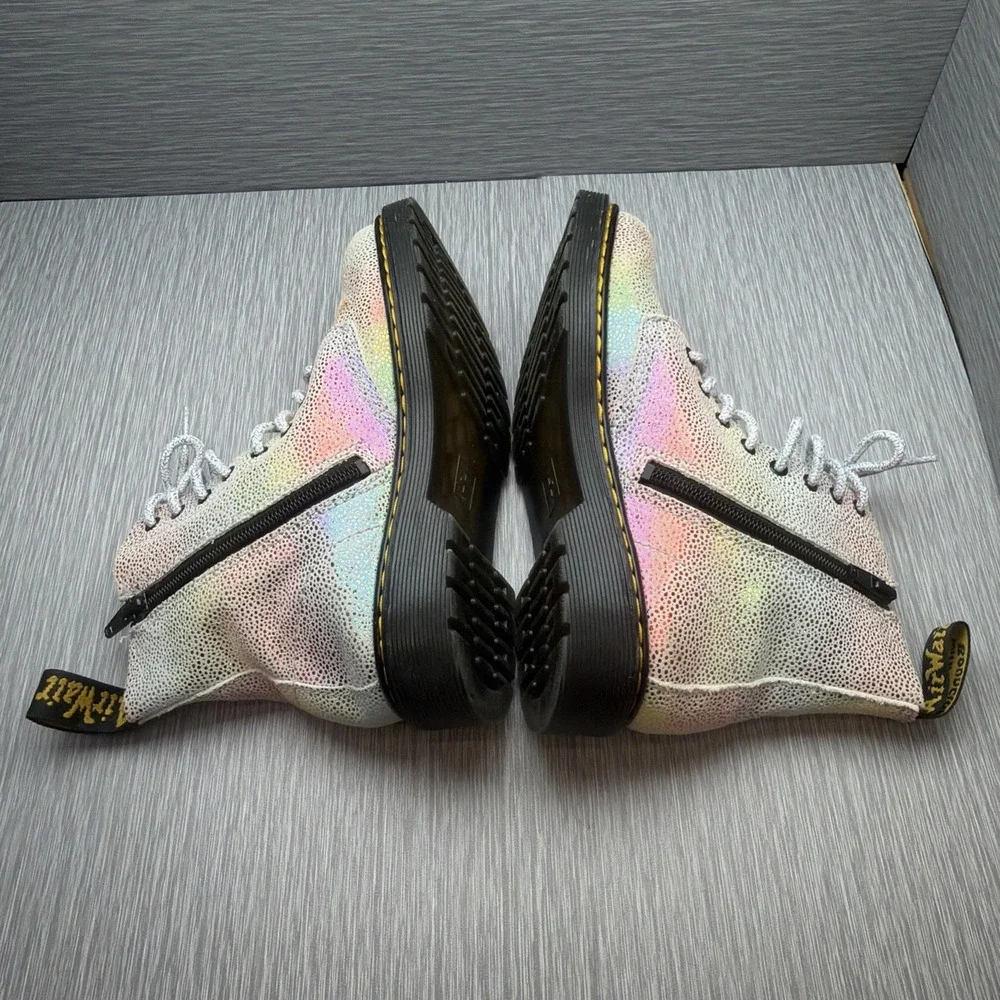 Dr Martens 1460 Pascal J Youth Boots‎ Iridescent Glitter Rainbow Lace Up Girls 2